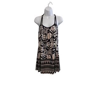Linea Donatella S Geometric Floral Slip Dress Black White Crochet Racerback